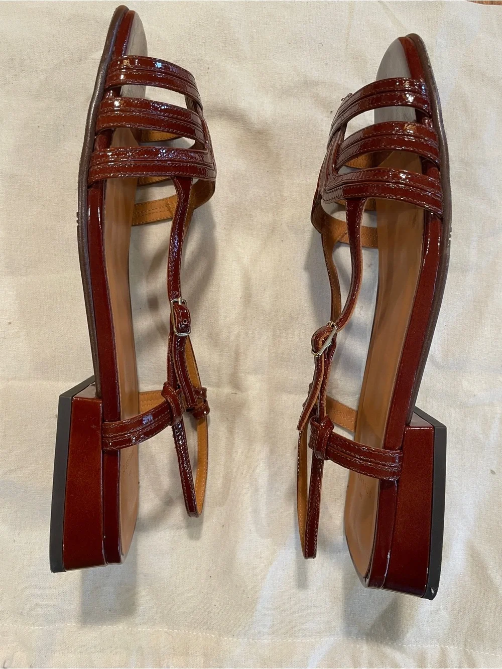 Sezane Patent Leather Strappy Sandals in Deep Wine - Picture 2 of 4